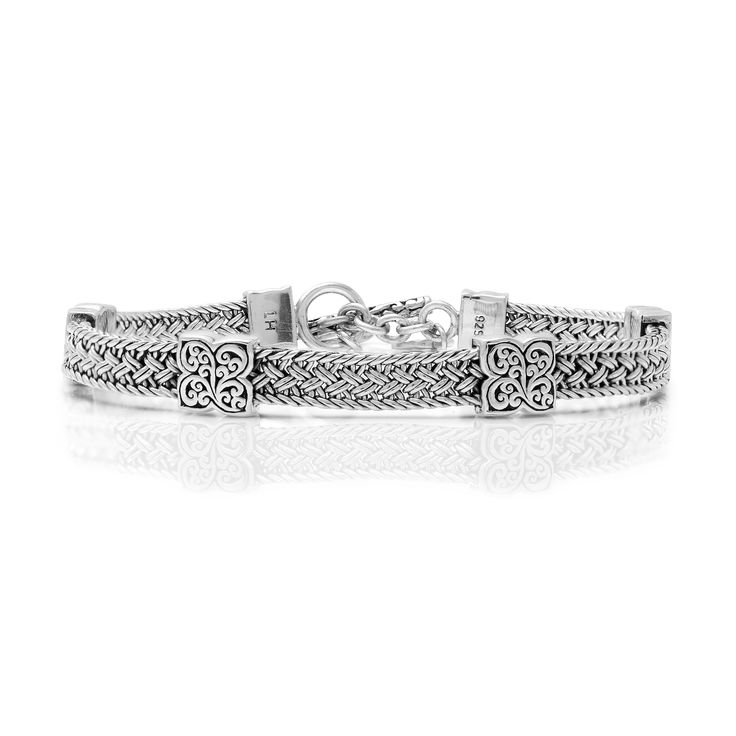 Intricate Textile Weave in 6mm width Lois Hill Scroll Toggle Closure 925 Sterling Silver [SHORTDESCRIPTION] Classic Adjustable Bracelet With Intricate Design, Classic Adjustable Sterling Silver Bracelet With Intricate Design, Classic Sterling Silver Bracelet With Intricate Design, Classic Sterling Silver Bracelet With Intricate Design As Gift, Classic Sterling Silver Filigree Bracelet Gift, Lois Hill Jewelry, Station Bracelet, Fashion Bracelets, Cuff Bracelets