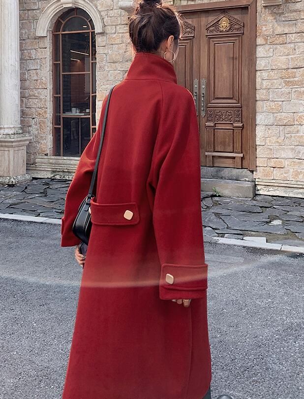 Wool Coat Women | Vintage Red Wool Coat | Stand Collar Cape Coat | Winter Wool Coat | Princess Coat This vintage red wool coat is a timeless classic that will elevate your winter wardrobe. Crafted from a luxurious wool blend, this coat features a stand collar cape design, offering both warmth and elegance. Key Features: Luxurious wool blend construction Eye-catching vintage red hue Stand collar cape coat design Loose fit for comfortable layering 126cm/49' Shoulder width + Sleeve length: 70cm/27' Red Stand Collar Outerwear For Fall, Red Outerwear With Stand Collar For Fall, Red Outerwear With Stand Collar And Button Closure, Red Long Outerwear For Work, Long Red Outerwear For Work, Elegant Red Outerwear With Stand Collar, Elegant Red Wool Outerwear, Formal Red Wool Coat, Classic Red Long Wool Coat