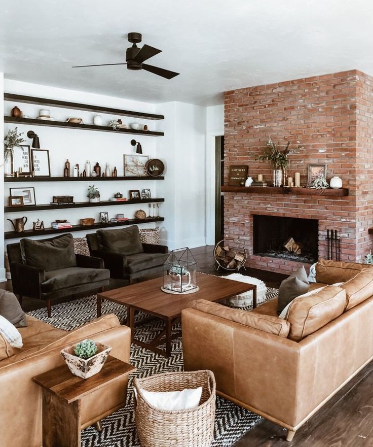 a living room filled with furniture and a fire place