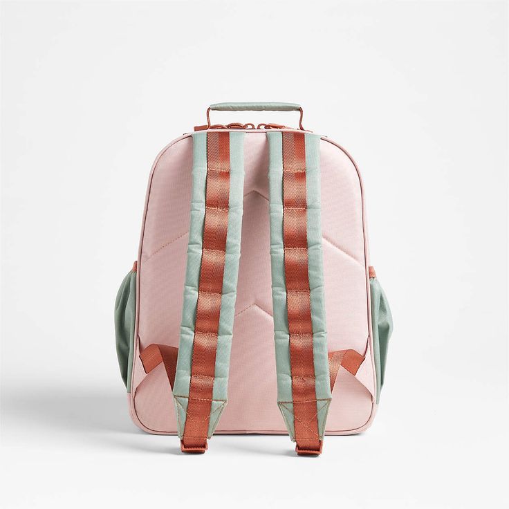 Colorblock Pink Personalized Medium Kids School Backpack with Side Pockets + Reviews | Crate & Kids Preppy Rectangular Backpack For Travel, Preppy Rectangular Travel Backpack, Playful Pink Backpack, Playful Pink Standard Backpack, Preppy Pink Backpack For School, Cute Pink Backpack For Outdoor Activities, Preppy Pink Standard Backpack, Pink Preppy Backpack For School, Preppy Pink Bag For School