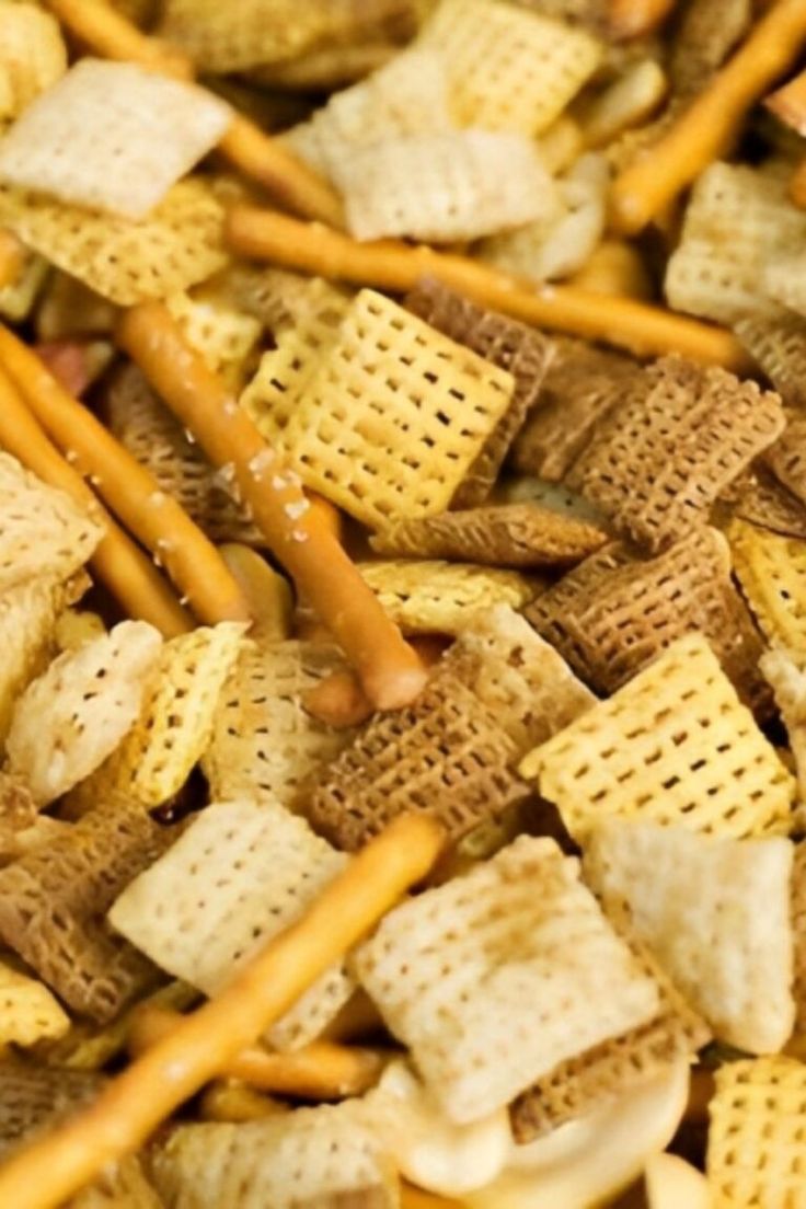 cheetos crackers and pretzels are mixed together