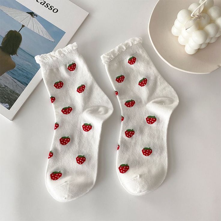 🍓🧦 Strawberry Print Cotton Socks: Sweet and Playful 🧦🍓 Elevate your sock game with our Strawberry Print Cotton Socks. These socks add a touch of sweetness and whimsy to your style. 🍓 Delightful Strawberries: These cotton socks feature adorable strawberry prints that bring a touch of fruity charm to your outfit. Perfect for those who love all things sweet and playful. (´∩｡• ᵕ •｡∩`) 🦋 Comfortable and Stylish: Not only are these socks visually delightful, but they are also comfortable to wear Cool Socks Aesthetic, Cute Socks Aesthetic, Strawberry Prints, Coquette Strawberry, Strawberry Socks, Aesthetic Socks, Pretty Socks, Socks Aesthetic, Silly Clothes