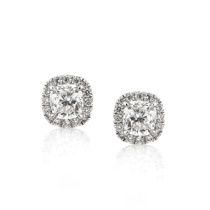 1.50ct Cushion Cut Diamond Stud Earrings Cushion Cut Earrings, Mark Broumand, Halo Stud Earrings, Cut Earrings, Cushion Cut Diamond, Credit Card Numbers, Halo Earrings Studs, Cushion Cut Diamonds, Diamond Stud Earrings