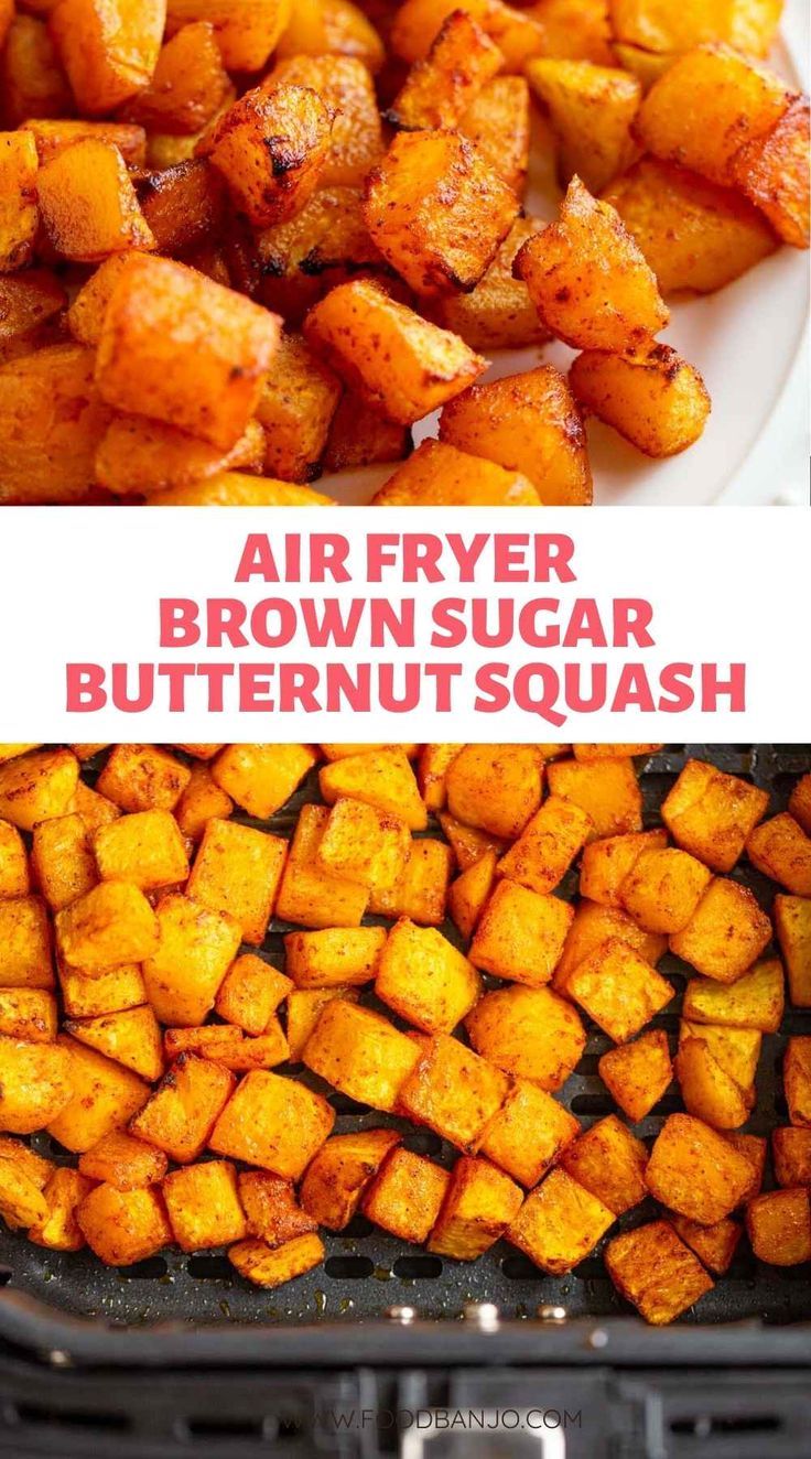 brown sugar butternut squash Butternut Squash Brown Sugar, Brown Sugar Butternut Squash, Air Fryer Butternut Squash, Butternut Squash Side Dish, Cook Butternut Squash, Butternut Squash Cooking, Butternut Squash Recipes Roasted, Butternut Squash Sweet, Butternut Squash Cubes