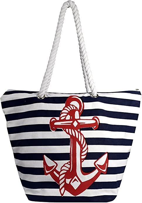 Large Beach Shopping Durable Handbag Tote Collection by Peach Couture. Peach Couture is a Registered Trademark. PERFECT BEACH OR SHOPPING TOTE BAG – Ideal women’s beach tote bag, lots of room, fits a beach blanket, towels, swimsuit, flip flops, sun screen and so much more; and you can use our striped large anchor beach tote pretty much anywhere – relax with this canvas lightweight beach bag at the park, perfect for a day at the beach, pool or park, picnics, BBQ's, camping, travel, vacation, road Summer Travel Beach Bag In Canvas, Spring Canvas Beach Bag, Spring Beach Tote Canvas Bag, Summer Canvas Shoulder Bag For Beach, Red Large Capacity Beach Bag For Vacation, Beachy Canvas Tote Bag For Summer, Summer Beach Canvas Bag, Trendy Canvas Beach Bag For Summer, Trendy Summer Bucket Canvas Bag