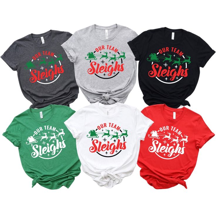 Our Team Sleighs Matching Shirt, Team Christmas Shirts For Office,  Office Party Shirts, Co-Workers Group Shirt Gift, Group Christmas Shirts Embrace the holiday spirit at the office with our "Our Team Sleighs" matching shirts! This special design is perfect for office parties and group events. Made from soft and comfortable fabric, these shirts offer all-day comfort. A great gift option for your coworkers, it will enhance team spirit and bring everyone together during the festive season. 🛒 How Work Team Christmas Shirts, Christmas Work Shirts, Popular Shirt Designs, Spin Quotes, Group Christmas Shirts, Staff Shirts, Group Events, Office Office, Group Costumes