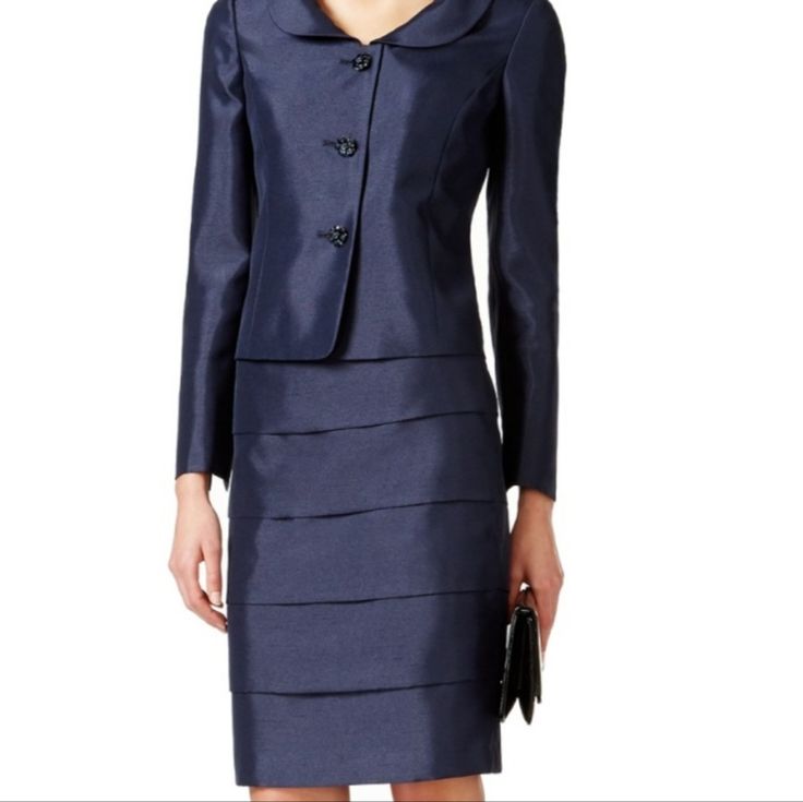 Kasper Midnight Blue Women's Skirt Suit Set Brand New With Tag Attached Original Price 240 Size Us: 8 Uk: 12 Elegant Navy Pleated Skirt, Elegant Navy Skirt For Workwear, Elegant Navy Skirt For Work, Elegant Blue Skirt Suit For Spring, Elegant Blue Formal Skirt, Elegant Blue Mini Skirt, Elegant Navy Skirt For Formal Occasions, Elegant Blue Skirt Suit For Formal Occasions, Elegant Navy Formal Skirt