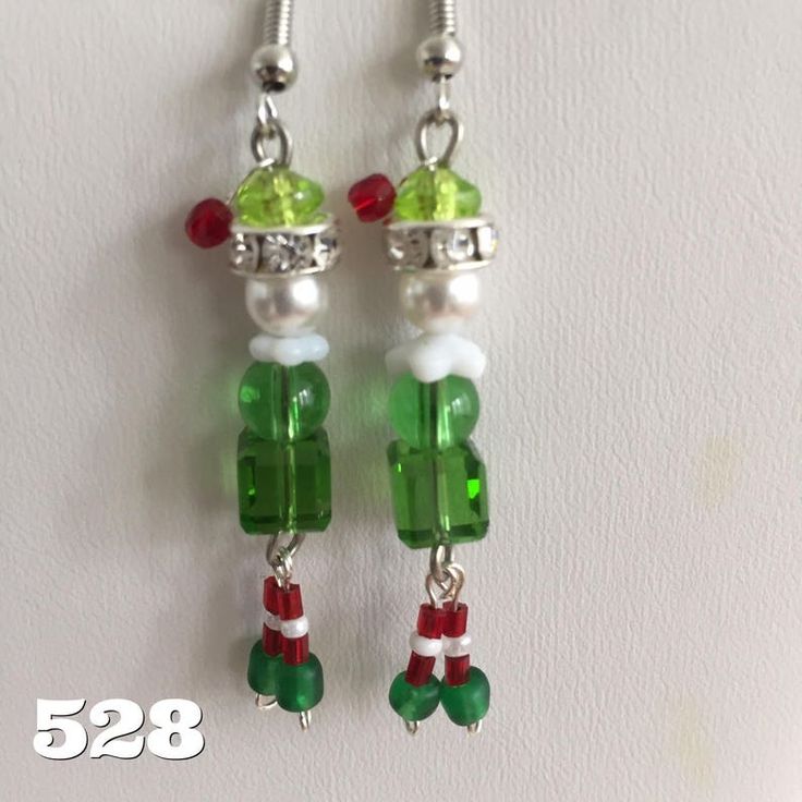 Cute Christmas Festive Jewelry, Cute Christmas Party Jewelry, Adjustable Silver Christmas Earrings, Green Dangle Earrings For Holiday, Green Dangle Earrings For Holidays, Adjustable Earrings For Christmas Gift, Adjustable Earrings As A Christmas Gift, Cute Handmade Christmas Earrings, Handmade Green Earrings For Holidays