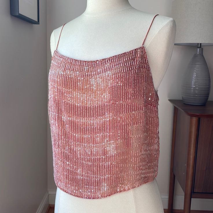 Stunning Evening Wear Or Upscale Daywear, Step Out In This Beautiful Vintage Luxury Giorgio Armani Beaded Camisole. Size 46. Color Matched Concealed Side Zipper. Glamorous Evening Tops With Beaded Straps, Pink Spaghetti Strap Top For Party, Elegant Sleeveless Tops With Beaded Straps, Silk Camisole Tank Top For Party, Elegant Sleeveless Top With Beaded Straps, Pink Sleeveless Camisole For Evening, Glamorous Pink Tank Top For Party, Silk Tank Top For Party, Elegant Pink Camisole For Night Out