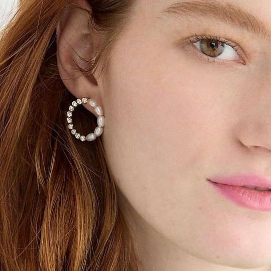 J.Crew: Circle Pearl Stud Earrings For Women Crystal Teardrop Earrings, J Crew Necklace, Summer Favorites, J Crew Jewelry, Beaded Drop Earrings, Pearl Crystal, Pearl Stud Earrings, Jewelry Case, Metal Bracelets