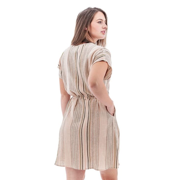 Planning a beach or poolside vacation? The Selma Dress is your go-to. This stunning, sustainable dress is the perfect cover-up that can take you from sand to dinner in a cinch. The yarn-dyed crepe fabric is breathable and has a unique, slubby feel to it. The Dolman sleeves are absolute freedom for the arms, plus they are very flattering to any body shape. Pockets at each hip are amazing and the drawcord allows you to add a bit of shape to your style. Fair Trade Certified™ and 100% organic cotton Beige V-neck Dress For Vacation, Beige V-neck Linen Dress For Beach, Summer Linen V-neck Dress For The Beach, Casual Linen V-neck Beach Dress, Chic Beige Sundress For The Beach, Beige Beachwear Sundress For Beach, Beige Beachwear Sundress, Beige Beachwear Mini Dress For Day Out, Beige V-neck Mini Dress For Beach Season