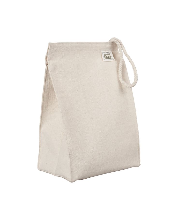 a white canvas bag with a handle on the front and side, sitting against a white background