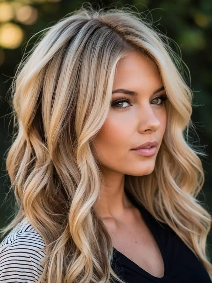 Hair Color Fall Blonde, Blonde Balayage Fall 2024, Hair Color Ideas For Extensions, Dramatic Hair Color For Blondes, Long Hair Low Lights And Highlights, Long Blonde Color Ideas, Hair Color For Blondes For Fall, Caramel And Blonde Highlights Brown Hair Straight, Blonde Hair And Lowlights