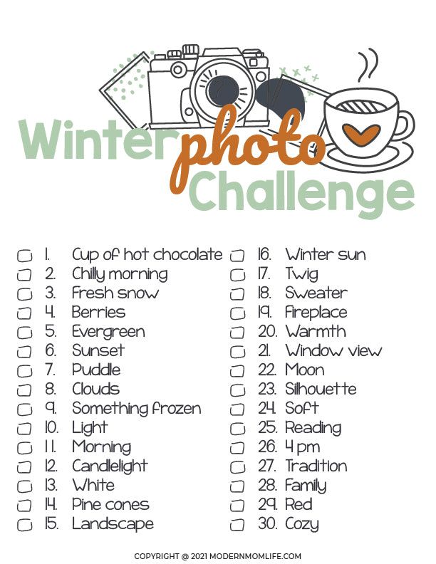 the winter photo challenge checklist