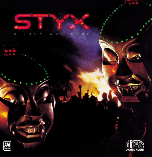 an advertisement for styrk featuring two masks with glowing lights on their faces and in front of a crowd