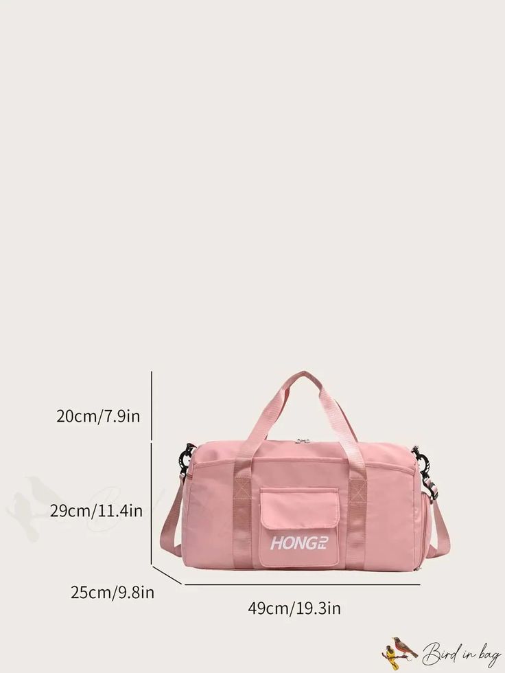 BirdinBag - Stylish Pink Travel Bag with Shoe Storage: Waterproof, Multi-pocket, Large Capacity, Ideal for Sports and Travel Pink Travel Bag, Pink Travel, Details Pictures, Pink Pattern, Word Wrap, Shoe Storage, Handle Bag, Wet And Dry, Bag Straps