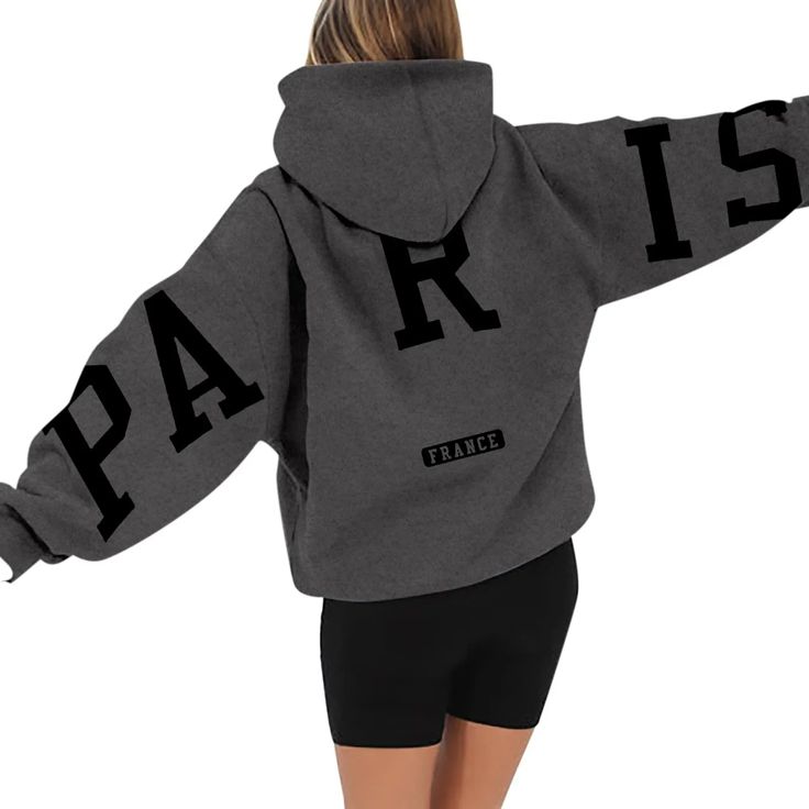 Printed Paris Hoodie for WomenStay stylish and comfortable all year round with our printed Paris hoodie. This paris hoodie. designed for women aged 18-24. is perfect for any season. Made from high-quality polyester. it offers a slight stretch for a comfortable fit. The casual style and loose fit make it an ideal choice for everyday wear. Featuring a hooded collar. full sleeves. and a regular clothing length. this paris hoodie is both functional and fashionable. With its printed pattern and synth Oversize Pullover, Hoodie For Women, Green And Khaki, Full Sleeves, Workout Accessories, Casual Fits, Printed Sweatshirts, Sweatshirt Hoodie, Clothing Patterns