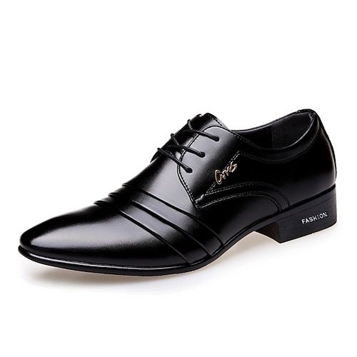 Category:Oxfords; Upper Materials:Microfiber; Lining Materials:Leather; Embellishment:Splicing; Available Width:Average; Season:Fall,Spring; Heel Type:Low Heel; Actual Heel Height:0.98; Gender:Men's; Range:EU40; Activity:Walking Shoes; Platform Height:0.39; Toe Shape:Pointed Toe; Style:Business,Classic; Heel Height(inch):<1; Outsole Materials:TPU (Thermoplastic Polyurethane); Occasion:Office  Career,Daily; Closure Type:Lace-up; Function:Wear Proof; Pattern:Slogan; Shipping Weight:0.750; Listing Black Lace-up Shoes For Business In Spring, Business Lace-up Faux Leather Oxfords, Faux Leather Lace-up Oxfords For Business, Black Lace-up Business Shoes For Spring, Black Lace-up Shoes For Business Spring Season, Flat Heel Leather Shoes For Spring Semi-formal, Flat Heel Leather Shoes For Semi-formal Spring Occasions, Formal Faux Leather Oxfords With Flat Heel, Elegant Synthetic Lace-up Oxfords