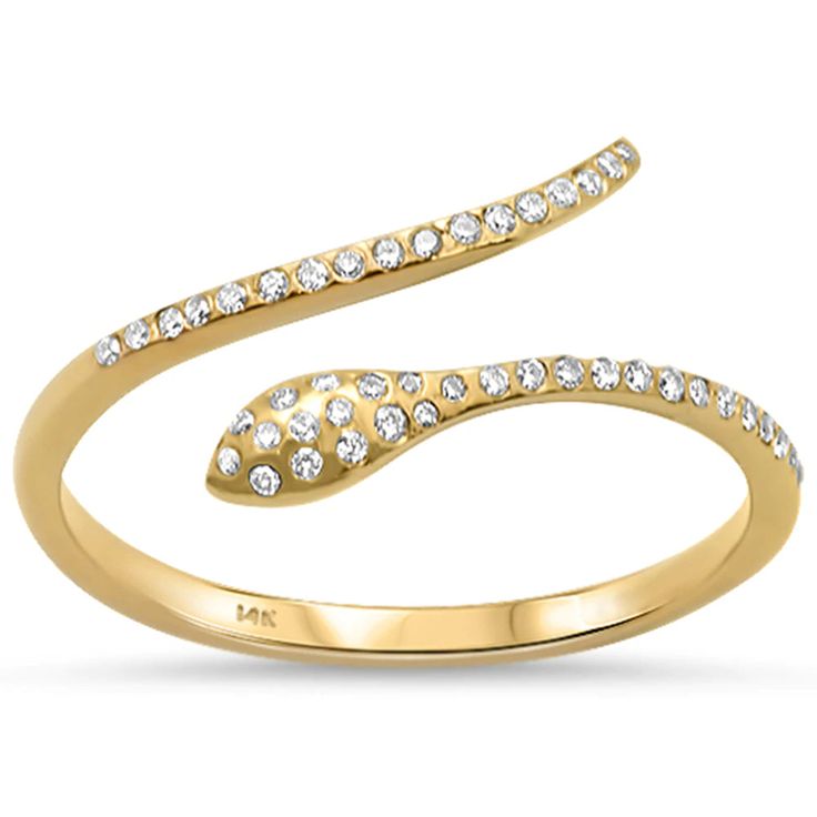 Let your inner temptress out to play when you slip on this unexpectedly seductive snake ring. Inspired by the enduring classic snake rings of Cleopatra, this 14K Yellow Gold Wrap Around Snake Diamond Ring features round diamonds irresistibly set throughout the coiled design. Wrap Around Snake, Snake Rings, Gold Wrap, Snake Ring, Gems Jewelry, Trendy Jewelry, Wrap Around, Round Diamonds, Diamond Ring