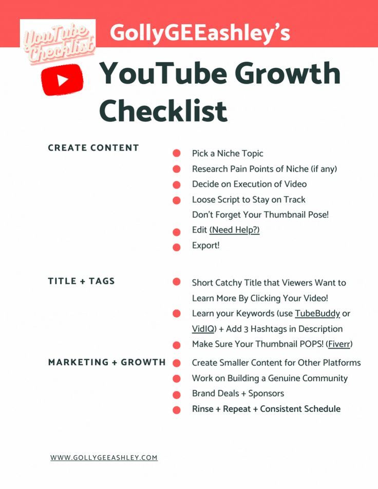 an advertisement for youtube's youtube video growth checklist with the title below it