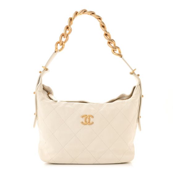 This is an authentic CHANEL Calfskin Quilted Daily Hobo in White.This stylish handbag is crafted of diamond stitched grained calfskin leather in white. The bag features a top leather handle and a gold chain shoulder strap. The topopens to a white fabricinterior with zipper pocket. White Calf Leather Shoulder Bag With Soft Leather, White Calf Leather Shoulder Bag With Double Handle, White Calf Leather Bag For Formal Occasions, Formal White Calf Leather Shoulder Bag, Designer White Calf Leather Shoulder Bag, White Calf Leather Bags With Gold-tone Hardware, White Calf Leather Tote Bag, White Chic Calf Leather Shoulder Bag, Chic White Calf Leather Shoulder Bag