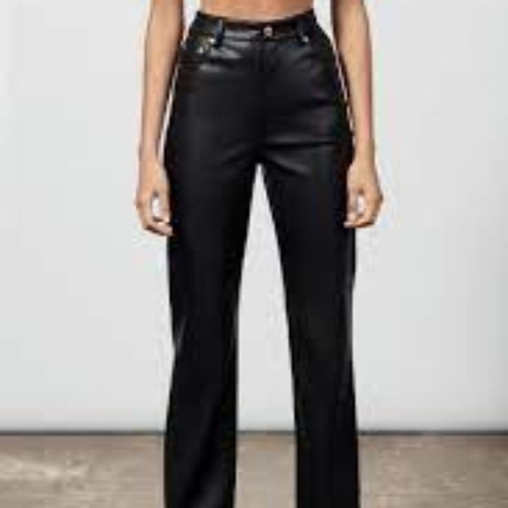 Zara Faux Leather ‘90s Wide Leg Pants (Size 25- Us 0) - Tags Still On, Never Worn. Purchased The Wrong Size And Missed The Return Window. These Pants Are No Longer Sold By Zara. Fitted Faux Leather Pants For Streetwear, Faux Leather Pants For Streetwear, Spring Streetwear Faux Leather Pants, Spring Streetwear Wide Leg Leather Pants, Chic Spring Leather Pants For Streetwear, Trendy Fitted Leather Pants For Streetwear, Edgy Full-length Leather Pants For Spring, Wide Leg Leather Pants For Fall Streetwear, Chic Straight Leg Leather Pants For Streetwear