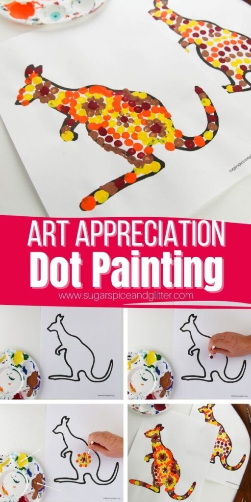 the art appreciation dot painting project is perfect for kids to do on their own walls