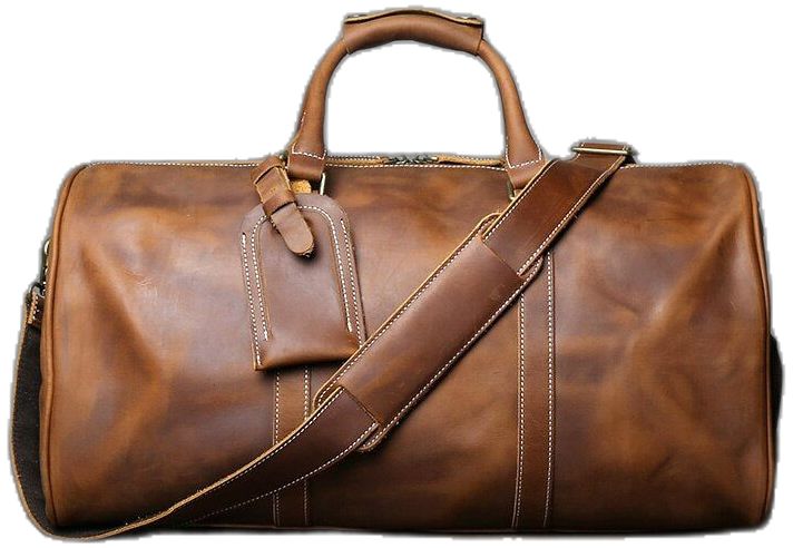 Everyday Duffle Bag With Leather Lining, Satchel Shape, Leather-lined Satchel Duffle Bag For On-the-go, Leather-backed Duffle Shoulder Bag For Travel, Leather Duffle Bag With Zipper For On-the-go, Leather Duffle Bag With Zipper Pocket, Rectangular, Travel Duffle, Brown Coffee, Leather Travel Bag, Leather Luggage