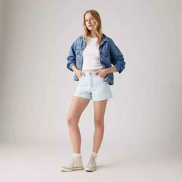 80s Mom Women's Shorts - Light Wash | Levi's® US 90s Inspired Relaxed Fit Cotton Jeans, 90s Inspired Cotton Relaxed Fit Jeans, Retro Relaxed Fit Denim Shorts, Levi's Cotton Jean Shorts For Spring, Trendy Relaxed Fit Jean Shorts For Spring, Retro Short Relaxed Fit Jeans, Levi's Light Wash Relaxed Fit Jean Shorts, Retro Cutoff Jean Shorts For Spring, Retro Denim Blue Cotton Jean Shorts