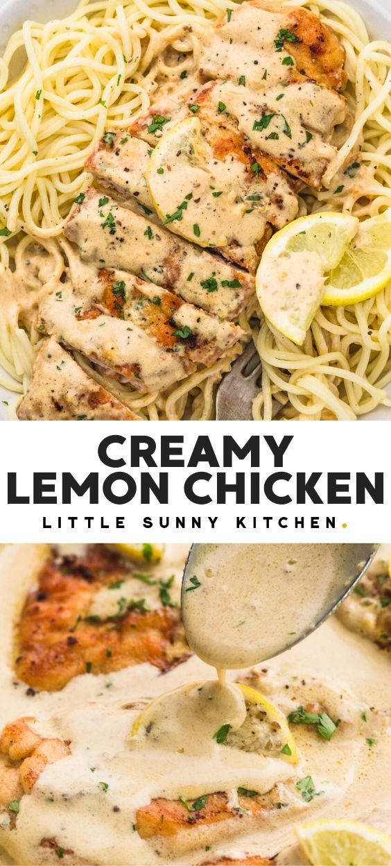 creamy lemon chicken with pasta is an easy dinner that's ready in less than 30 minutes