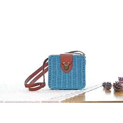 beach box straw woven shoulder bag Large Capacity Box Bag For Vacation, Summer Portable Straw Bag, Chic Square Box Bag For Beach, Trendy Rectangular Box Bag For Summer, Casual Portable Square Box Bag, Summer Beach Box Bag With Adjustable Strap, Trendy Rectangular Straw Bag With Adjustable Strap, Trendy Square Box Bag For Beach, Blue Rectangular Box Bag Casual