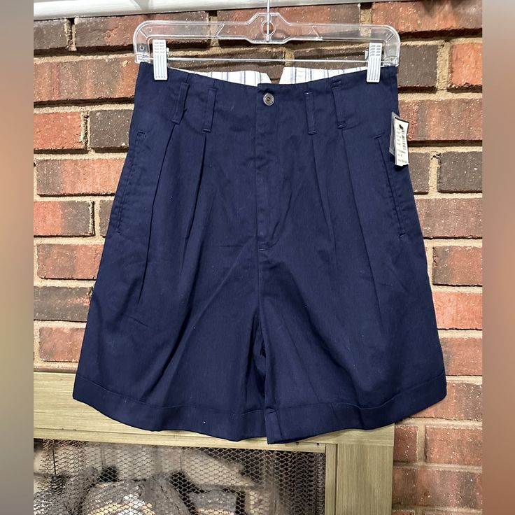 Size 6 Measurements Posted. Color: Navy Blue New With Tag Excellent Condition And Smoke Free Home Navy Shorts With Pockets For Spring, Spring Navy Shorts With Pockets, Classic High Waist Cotton Shorts, Classic Navy Summer Bottoms, Classic Blue Short Bottoms, Classic Blue Short Length Bottoms, Classic Blue Shorts With Short Inseam, Blue Bottoms With Welt Pockets In Short Length, Classic Blue Bottoms With Short Inseam