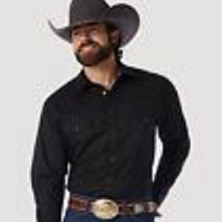 New Without Tag Wrangler Black Men's Western Broadcloth Pearl Snap Long Sleeve Shirt!! The Authentic Western Snap Shirt -- The Classic Must-Have. The Wrangler Western Long Sleeve Broadcloth Authentic Sport Western Shirt Is A Basic For Every Man's Closet. It's A True Western Classic, With All Of The Western Details -- From Snap Cuffs To Front And Back Yokes. Fit: Classic Sleeve Length: Long Front Closure: Snaps Front Pockets: Two Spade With Snaps Back: Authentic Western Back Yoke Collar: Spread C Western Black Shirt For Ranch, Western Style Black Shirt For Ranch, Western Black Cotton Shirt, Black Western Style Cotton Shirt, Black Cotton Western Shirt, Black Casual Shirt For Rodeo, Casual Black Shirt For Rodeo, Wrangler Black, Pearl Snap Shirt