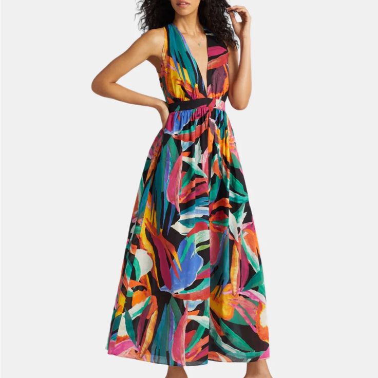 New With Tags Gabrielle Union Multi-Colored Maxi Dress, Deep V-Neck, Linen Texture Fabric. Long Denim Shirt Dress, Linen Texture Fabric, Purple Floral Maxi Dress, Gabrielle Union, Full Length Gowns, Texture Fabric, Soft Dress, Halter Maxi Dress, Stripped Dress