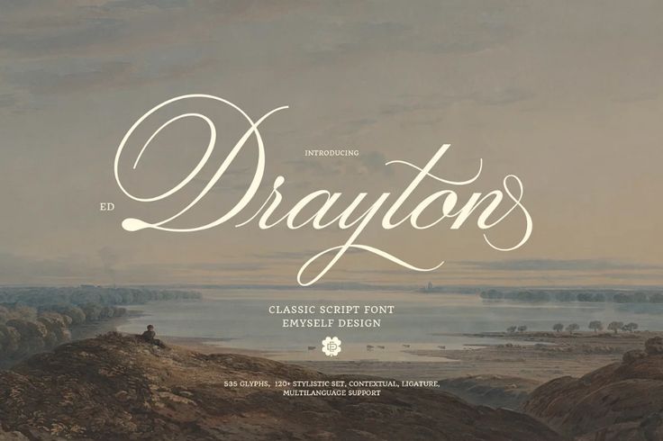 an image of the title for drayton's classic script font