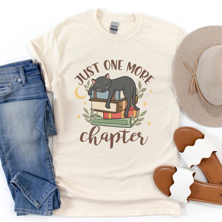 One More Chapter Cat Shirt | Bookish Shirts | Book Nerd Shirt | Book T-shirt | Teacher Book Shirt Bookish Shirts, Librarian Gifts, Book Nerd Shirts, Nerd Shirt, Teacher Book, Bookworm Shirt, Just One More Chapter, Book Shirt, One More Chapter