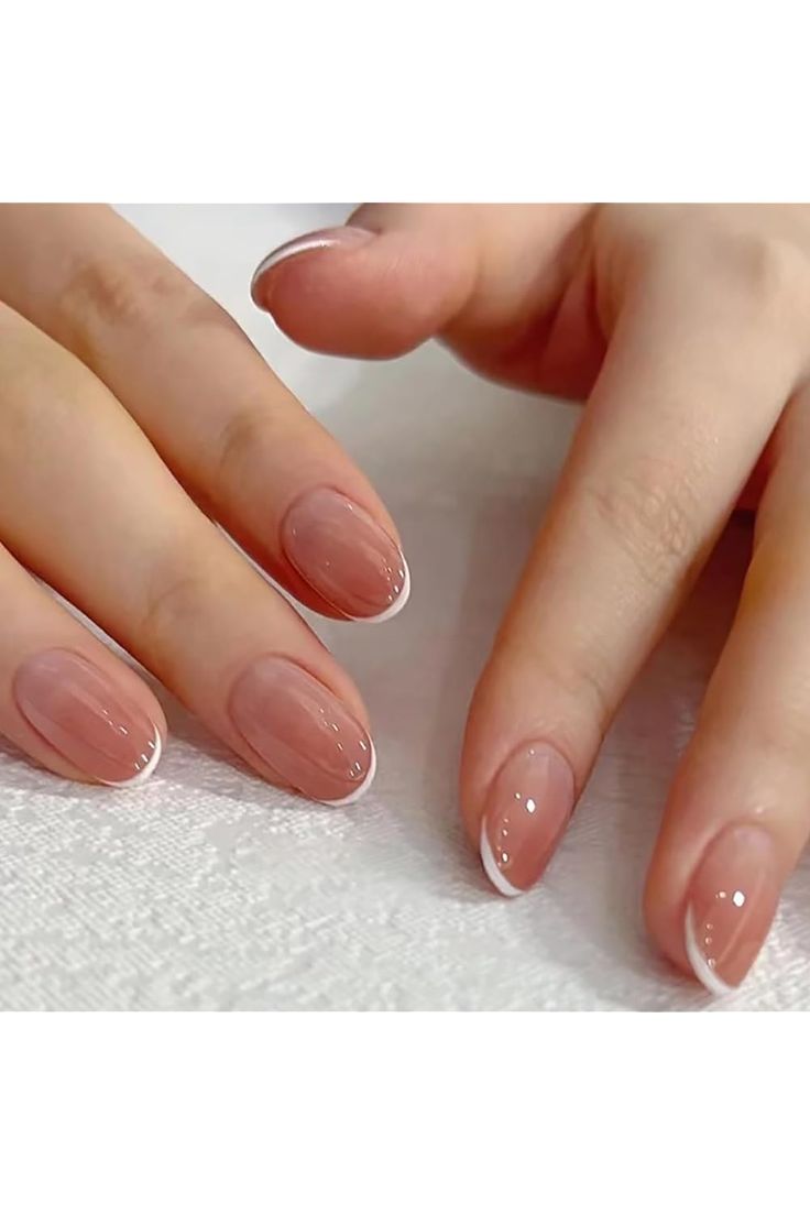 24 Pcs Blush Ombre Press on Nails Short Almond - YEFIUO Winter Fall Oval Fake Nails Press ons White French Nail Tip Design Full Cover False Nails Glue on Nails Stick on Nails Acrylic Gel Nail Art Kit Nail Tip Designs, Subtle Nails, Nagel Tips, Nail Type, Nail Art Kit, Neutral Nails, Stick On Nails, Girls Nails, Nail Art Hacks