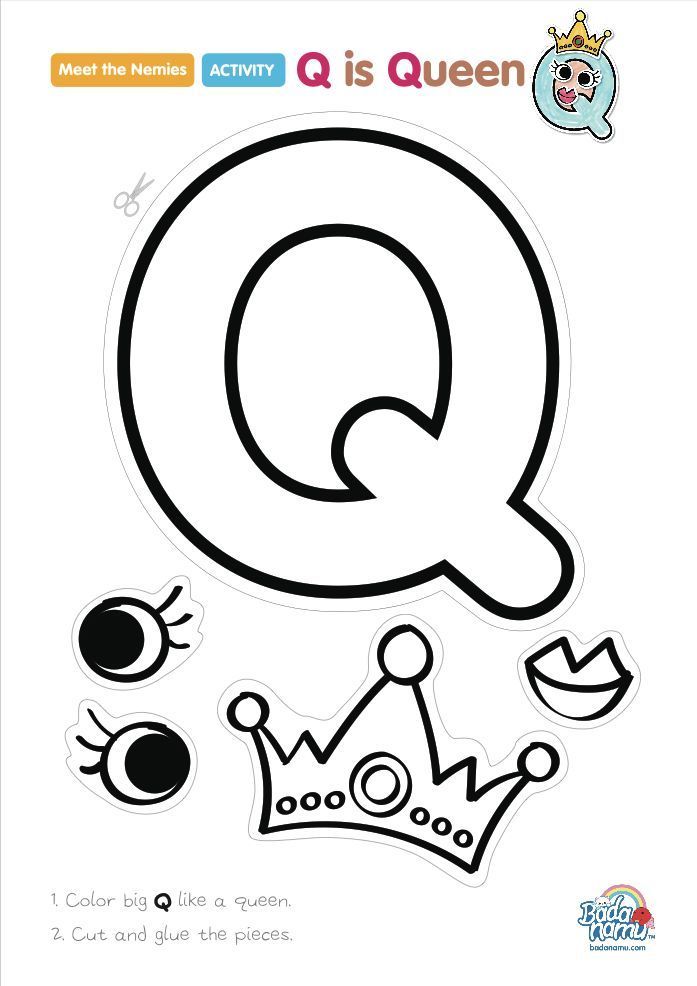 the letter q is for queen coloring page with an image of a princess's crown