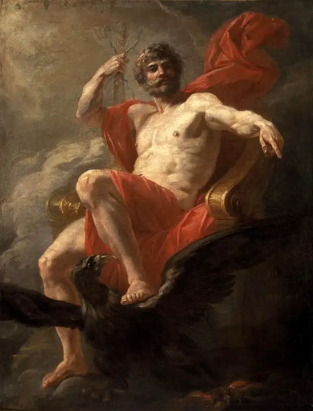 a painting of a man sitting on top of a chair