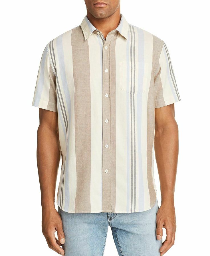 JACHS New York classic one pocket short sleeve striped oxford shirt. Classic fit 100% cotton Machine wash Imported Retail: $57.00   **Final Sale: $11.99** White Relaxed Fit Yarn-dyed Shirt, White Relaxed Fit Yarn-dyed Top, Casual Relaxed Fit Yarn-dyed Shirt, White Yarn-dyed Short Sleeve Shirt, Casual Beige Shirt, Casual Beige Cotton Shirt, Yarn-dyed Cotton Shirt For Spring, Spring Yarn-dyed Collared Tops, Spring Cotton Yarn-dyed Shirt