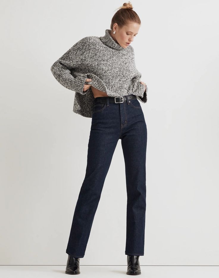 The '90s Straight Jean in Norman Wash Winter Stretch Straight Leg Jeans, Winter Stretch Jeans With Straight Leg, Winter Dark Wash Mid-rise Jeans, Classic High Rise Jeans For Winter, Classic High-rise Jeans For Winter, Winter Straight Leg Jeans, Fitted Dark Wash Jeans For Winter, Fitted Straight Leg Winter Jeans, Winter Straight Leg Jeans With Five Pockets