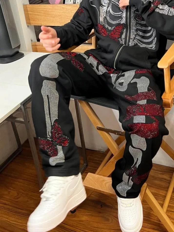 ⚡Buy 2024 Gothic Skull Rhinestone Print Sweatpants Black M under $41.00 in Pants at AnotherChill.com Online. Style: Casual/Street/Punk/Vintage/Hip Pop/Gothic. Fabric Content: Polyester. Fit Type: Loose Fit. Unique Design: Elevate your style with these Gothic-inspired sweatpants adorned with a skull rhinestone print. Stand out with edgy fashion effortlessly.. Comfortable Fit: Experience all-day comfort in these loose-fitting sweatpants, perfect for both everyday wear and leisure.. Versatile Style Skeleton Sweatpants, Gothic Fabric, Street Style Aesthetic, Street Punk, Sweatpants Black, Vintage Hip Hop, 2000s Outfits, Printed Sweatpants, Punk Vintage