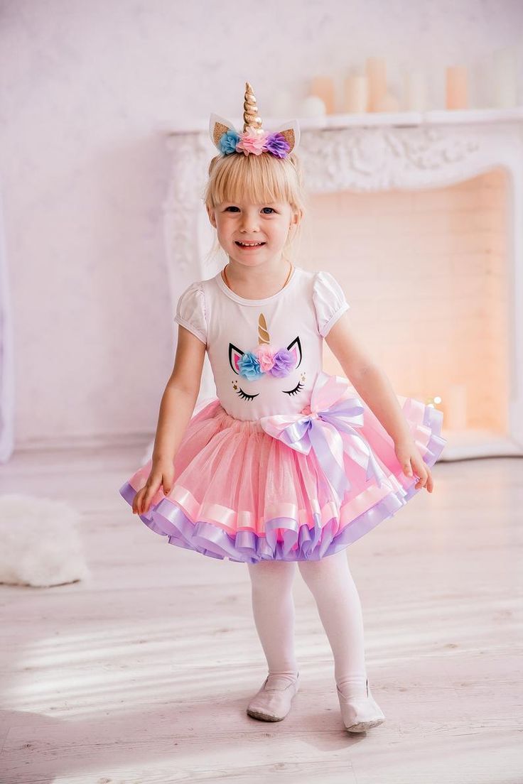 Toddler Mermaid Costumes, Girls Birthday Outfit, Pom Pom Skirts, Unicorn Horn Headband, Unicorn Birthday Outfit, Pink Tutu Skirt, Golden Horn, Unicorn Outfit, Girl Tutu Skirt