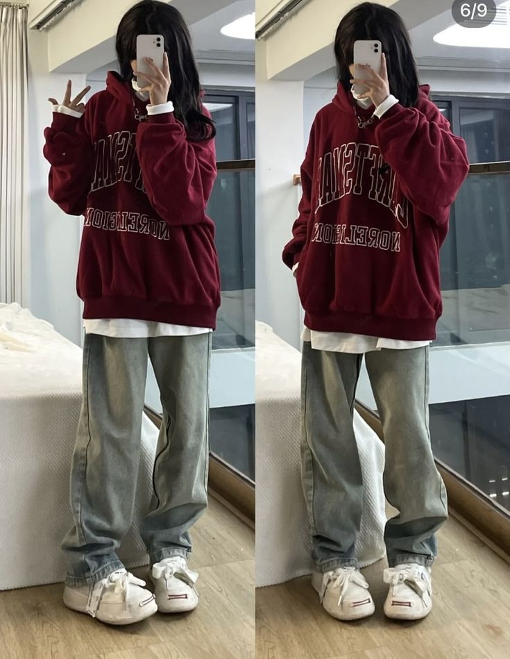 Tomboy Winter Outfits Casual, Yk2 Aesthetic Outfits Winter, Tomboy Christmas Outfit, Wearing Boyfriends Clothes Aesthetic, Acubi Hoodie Outfit, Baggy Clothes Outfit Winter, Winter Outfits Tomboy, Grundy Outfits, Tomboy Girly Outfits