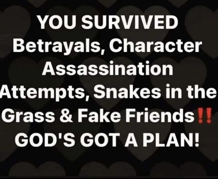 an ad with the words you survived, beravals, character association attempts, snakes in the grass & fake friends god's got a plan