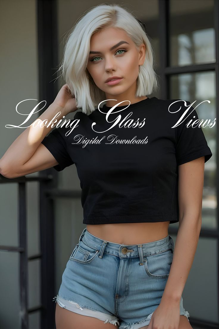 Fitted Tops With Branding For Streetwear, Branded Fitted Tops For Streetwear, Fitted Urban Style Crew Neck Tops, Pre-shrunk Crew Neck Cropped T-shirt For Streetwear, Fitted Crew Neck Top With Branding, Transparent Design, Black Crop, Tshirt Mockup, Shirt Mockup