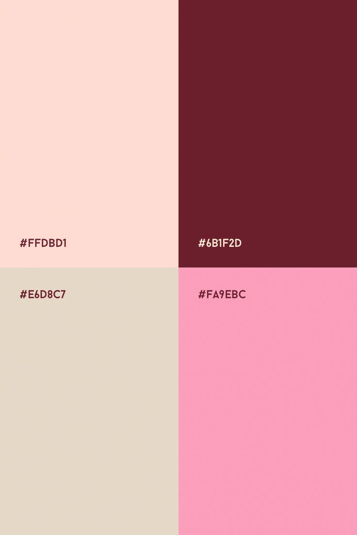 Color palette Powder pink, burgundy, cold beige & baby pink Burgundy And Pink Room Ideas, Powder Pink Color Palette, Pink Red Color Scheme, Red Rose Color Palette, Pink Brown Branding, Brown Pink Color Palette, Pink And Red Colour Palette, Colors That Go With Pink, Pink Brown Color Palette