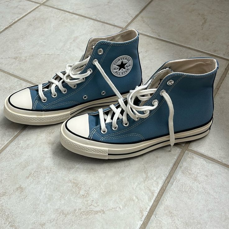 Perfect Condition And Never Worn! Converse High Top In Light Blue. Size: 10 W And 8 M. Blue Casual High-top Sneakers For Spring, Casual Blue High-top Sneakers For Spring, Blue Converse Sporty High-top Sneakers, Sporty Blue Converse High-top Sneakers, Casual Blue High-top Sneakers For Streetwear, Blue Converse High-top Sneakers With Rubber Sole, Blue Casual High-top Sneakers With Vulcanized Sole, Blue Sporty High-top Sneakers For Spring, Casual Blue High-top Sneakers With Vulcanized Sole