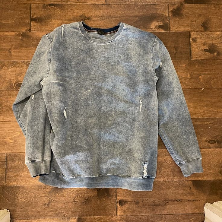 Never Worn - Purchased New From Target 2-3 Years Ago. Kids Art Class Destroyed Denim Pullover But Can Fit Ladies M. No Liner Inside. Denim Crew Neck Top For Streetwear, Distressed Cotton Top For Winter, Spring Distressed Cotton Sweatshirt, Spring Cotton Distressed Sweatshirt, Casual Denim Sweatshirt For Fall, Blue Washed Tops For Winter, Winter Blue Washed Tops, Blue Washed Sweatshirt For Spring, Casual Long Sleeve Denim Sweatshirt