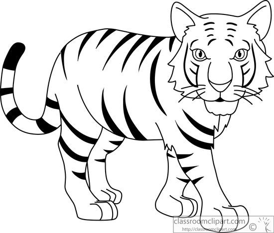 a cartoon tiger standing and looking at the camera